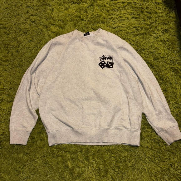 Stussy Light Gray Crewneck Sweater - Picture 1 of 4